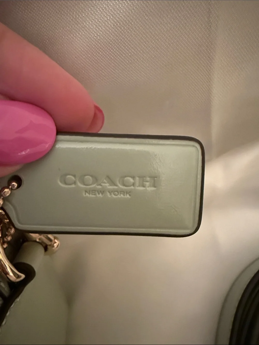 💚COACH NWT Mini Carey Pistachio Green Leather Shoulder Bag with Gold Hardware‎